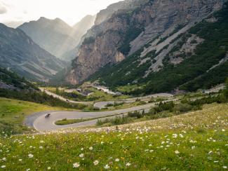 Riding Stelvio twisted road