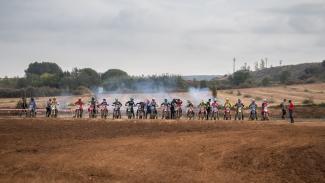 MX motocross bikes ready for start the race