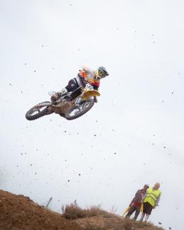 MX jump in motocross race
