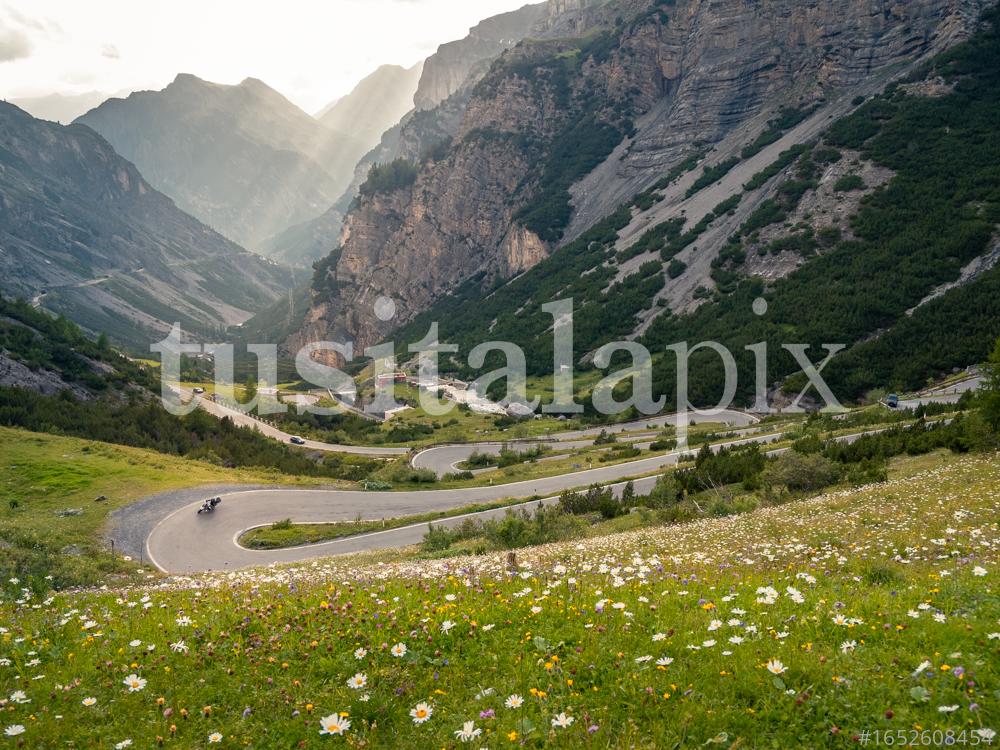 Riding Stelvio twisted road