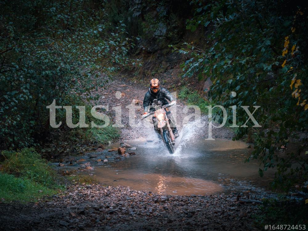Splashing on motorbike